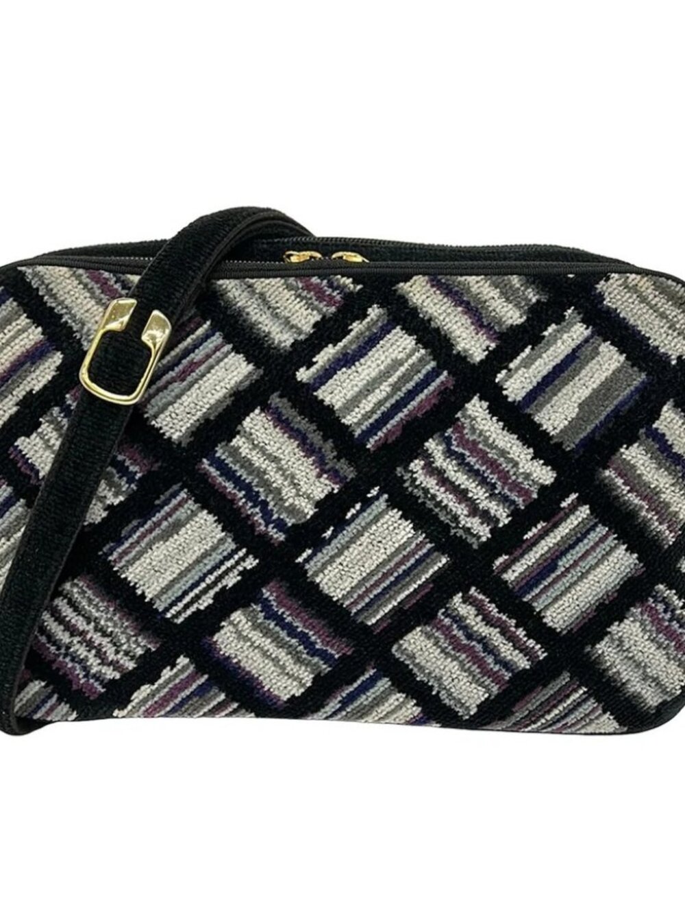 FEILER Black Gray Multi Pile Shoulder Bag